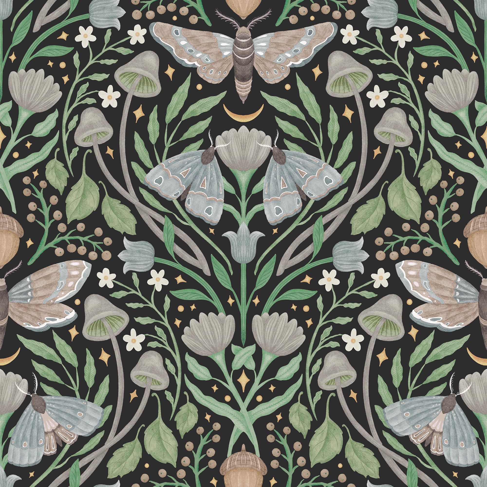 RoomMates Enchanted Forest Damask Peel & Stick Wallpaper